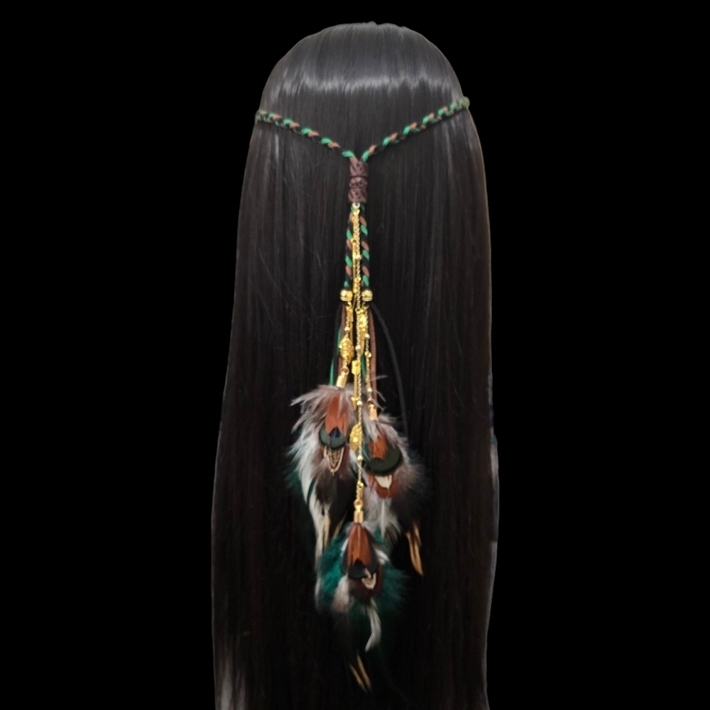 Bohemian Braided Headband with Gold Chains